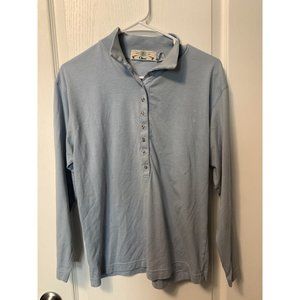 Orvis Men’s Light Blue Long Sleeve Polo Shirt. Size Small J177